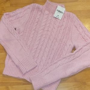 Crop cable knit pink sweater